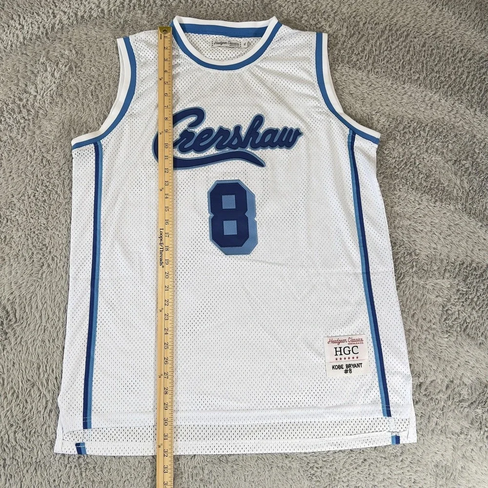 Crenshaw Jersey Mens XL White Blue Basketball Kobe Bryant 8 Headgear Classics